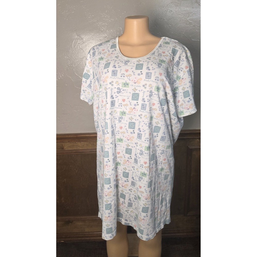 Disney Store Women Nightgown Organic Cotton Sz Medium Mickey Minnie Sleep Shirt